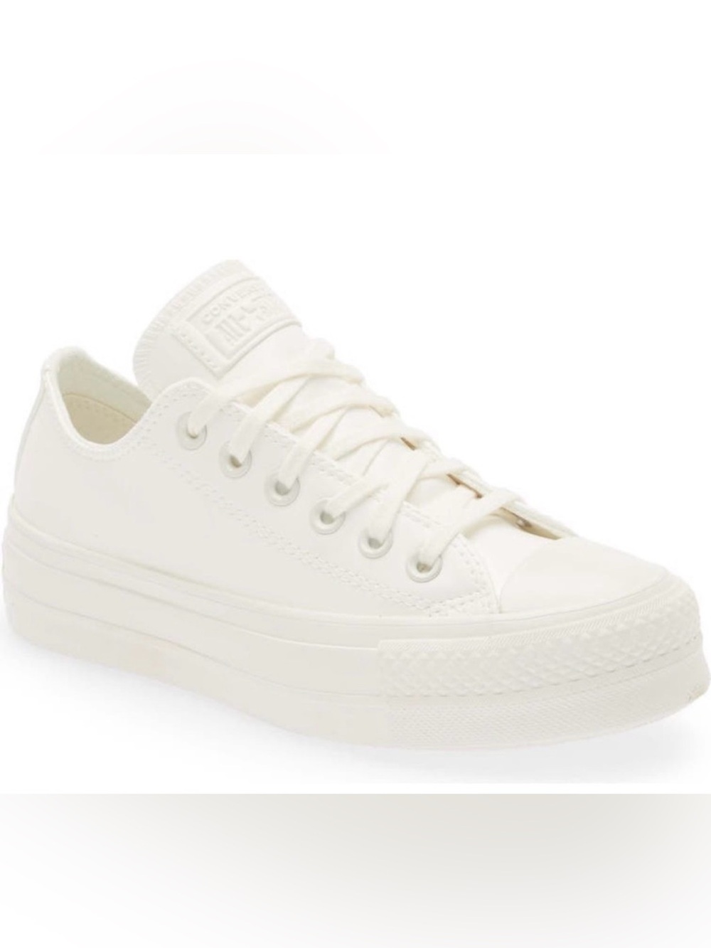 Converse Chuck Taylor All Star White Leather Low Top Platform Sneakers